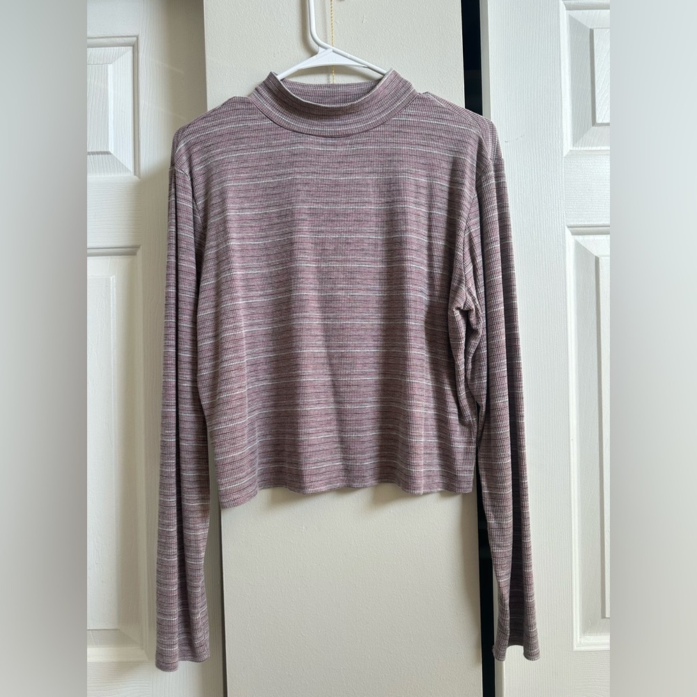 NWOT Arizona Jean Co Striped Mock Neck Long Sleeve Crop Tee XXL